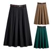 Женская юбка миди, однотонная, с высокой талией, с широким подолом, юбка А-силуэта с поясом, мягкая