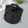 White Women's Stand Fake Collar Blouse Black Detachable Lapel Turtleneck Top Half Shirt Faux Col Tie Detail