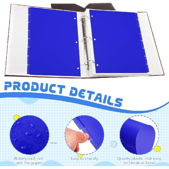 3 Sets 8 Tab Blue Binder Dividers for 3 Ring Binders 8.5 x 11 Inch Binder Dividers with 3 Hole Punched Page Dividers Sturdy Binder Index Dividers for