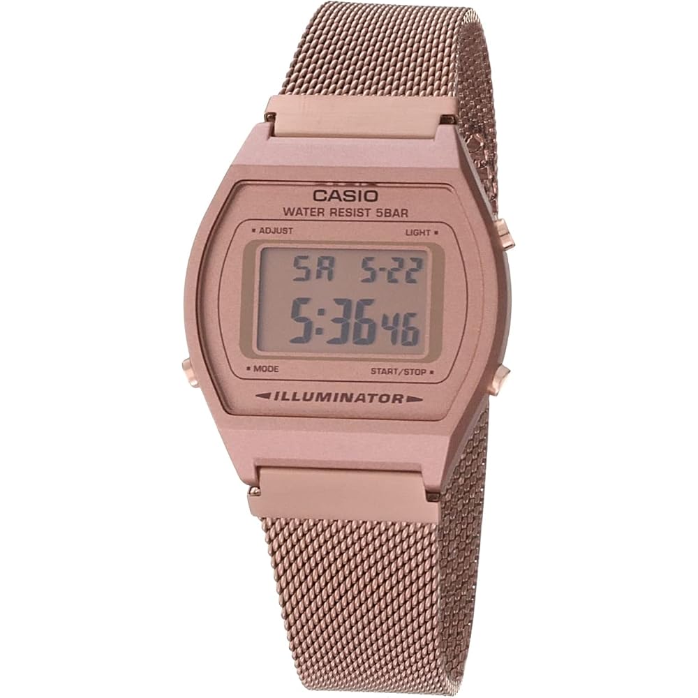 Casio B640WMR-5AV Mens Vintage Rose Gold Tone Stainless Steel Mesh Band Classic LCD Digital Watch