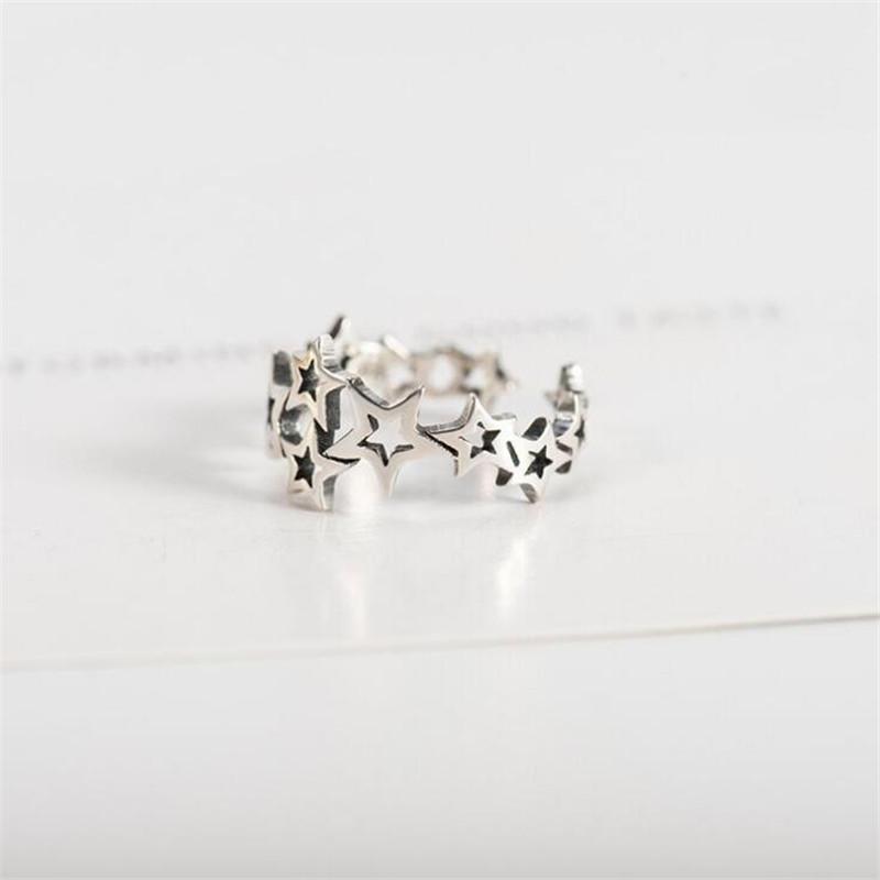 New Arrival Popular Retro Star 925 Sterling Silver Jewelry Creative Hollow Stars Personality Simple Opening Rings TYB008