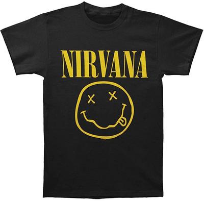 100% хлопок ТОПЫ УНИСЕКС ФУТБОЛКИ Nirvana Smile Футболка Мужская Рок-н-ролл Музыка Классическая Футболка Группы Новая Черная