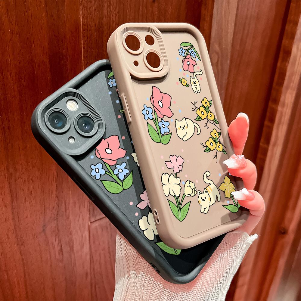 For Huawei P50 Pro P40 Lite Honor 8X 9X X9 Tecno Spark Go Infinix Smart 8 Vivo V29 V30 Y02 Y16 Flowers Pattern Soft Full Camera Protect Phone Case