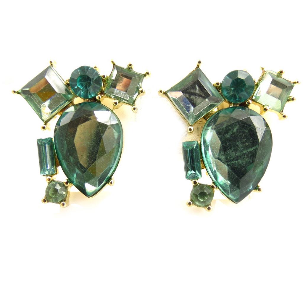 Les Trésors De Lily [K7270] - 2 пары золотисто-зеленых сережек «Скарлетт».