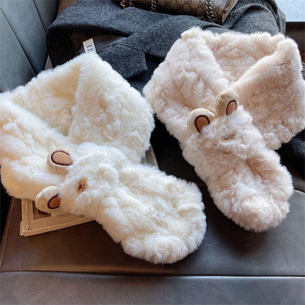 Thicken Warm Cross Scarves Faux Fur Neck Wrap Scarf Cute Shawl Winter