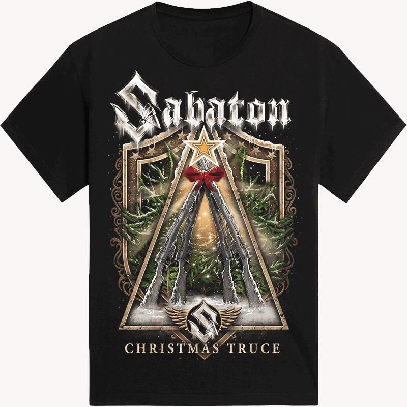 Футболка Sabaton Band Рождественское перемирие Плотный хлопок Черный S-5XL US062