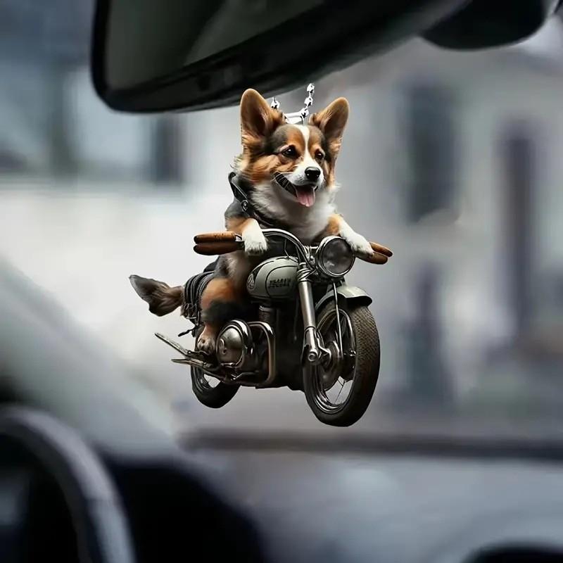 Мультяшный акриловый мотоциклетный кулон с собакой, уникальное украшение для автомобиля, дома и рюкзака