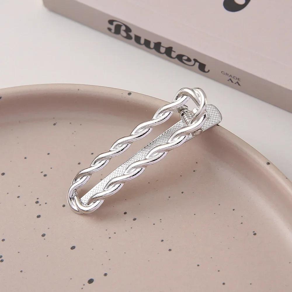 Изысканные Металлические Полые Заколки для Волос Золотого и Серебряного Цвета Сладкие Крутые Заколки для Челки Заколки-Уточки для Лба и Выбивающихся Волос Шпильки Стильные Головные Уборы