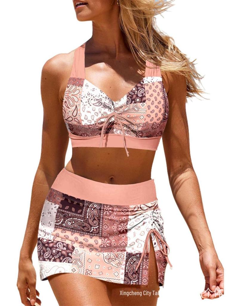 2025 European & American Plus Size Women's Boxer Bottoms Bikini Swimsuit