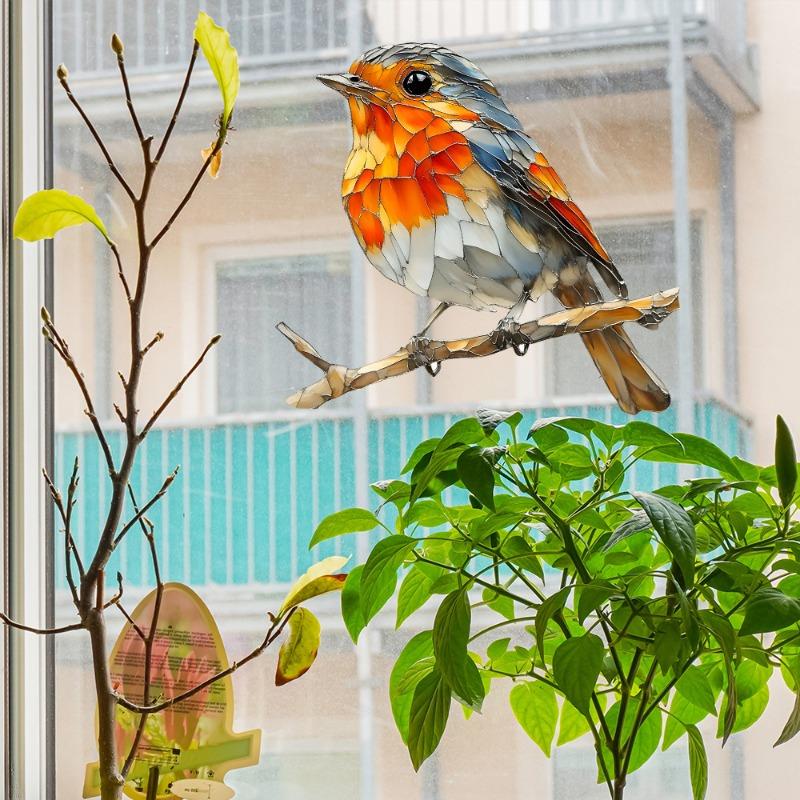 Мультяшная Ветка Птица Стекло Окно Украшение Электростатическая УФ Наклейка на Окно