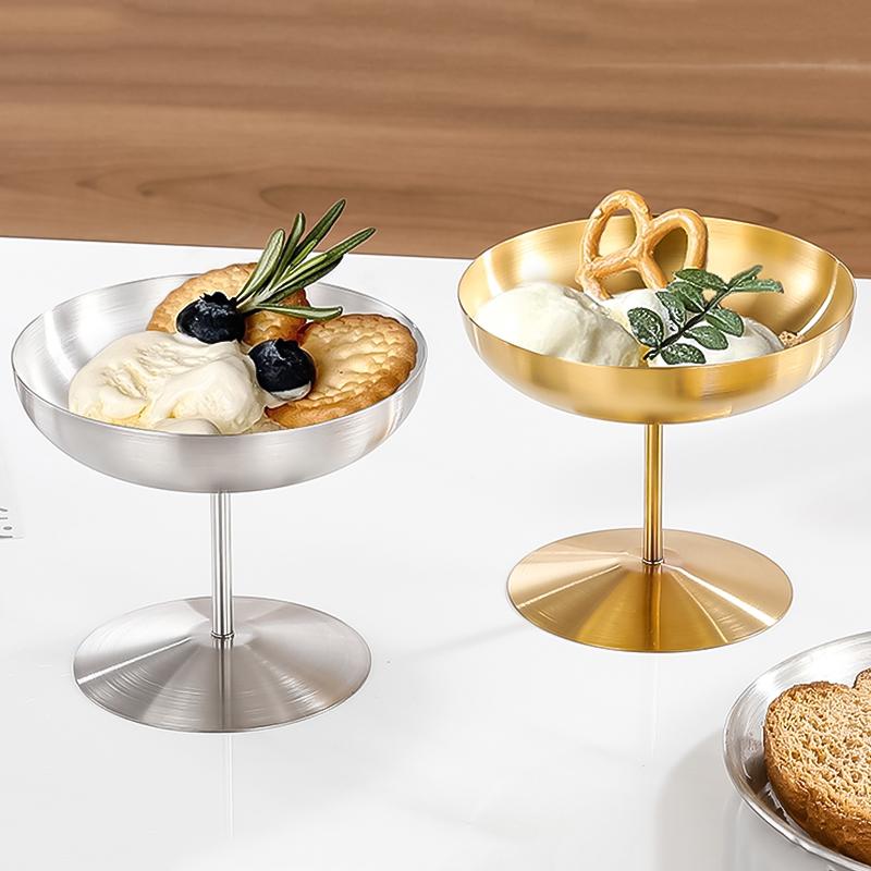 Чашка из нержавеющей стали 304, мороженое, десерт, высокие ножки, бар, винный ресторан, принадлежности