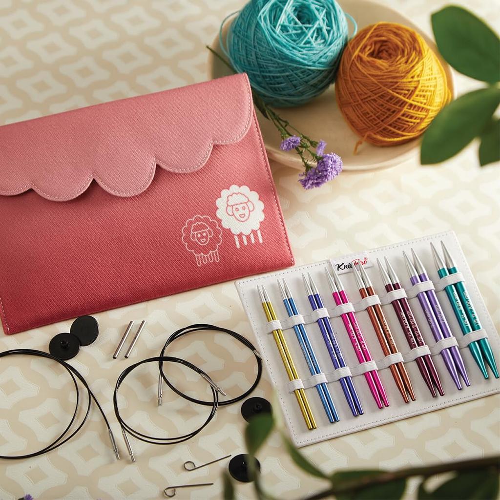 KnitPro Circular Replaceable Knitting Needle Tips Zing Deluxe Set 3.50 4.00 4.50 5.00 5.50 6.00 7.00 8.00, 26-47424, KP47424, Colorful.