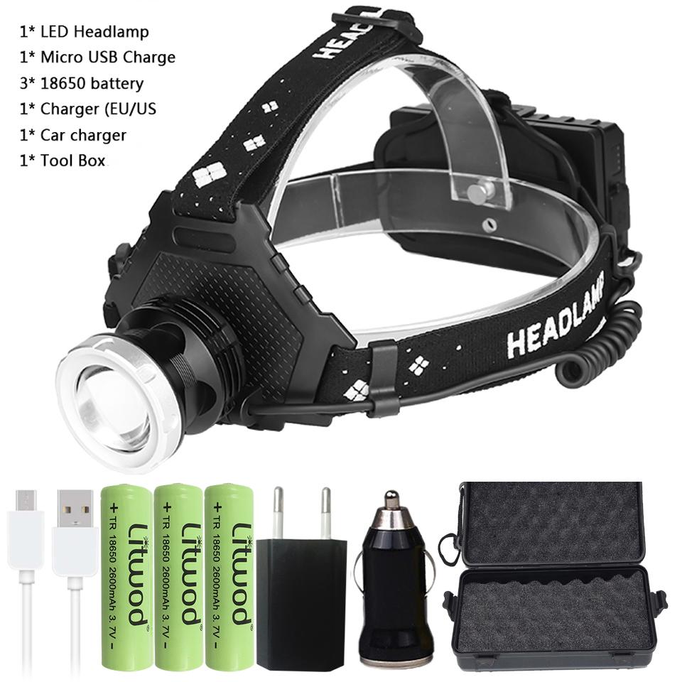 Супер яркий XHP90.2 USB перезаряжаемый светодиодный налобный фонарь XHP70.2 Самая мощная фара для рыбалки, кемпинга, ZOOM, фонарик с аккумулятором 3*18650