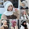 Thickening Integrated Cap Scarf Knitted Ear Protection Cap Winter Neck Warmer  Women
