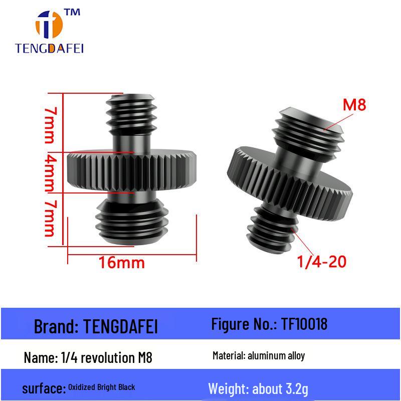 Reversible 1/4" Male To 3/8" Female Adapter for Camera Tripod Ball Head with M4-M8 Conversion Screws
