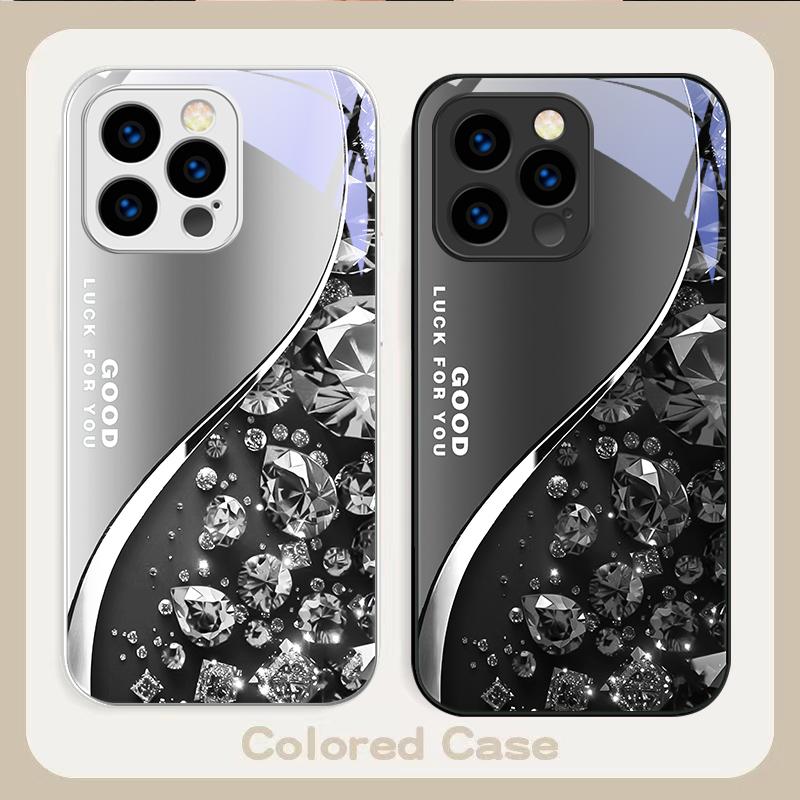 Цветной Алмазный Градиентный Чехол из Закаленного Стекла для IPhone 16 Pro Max 15 Plus 14 Pro 13 12 Mini 11 Pro Max X XS 7 8 Plus 2022
