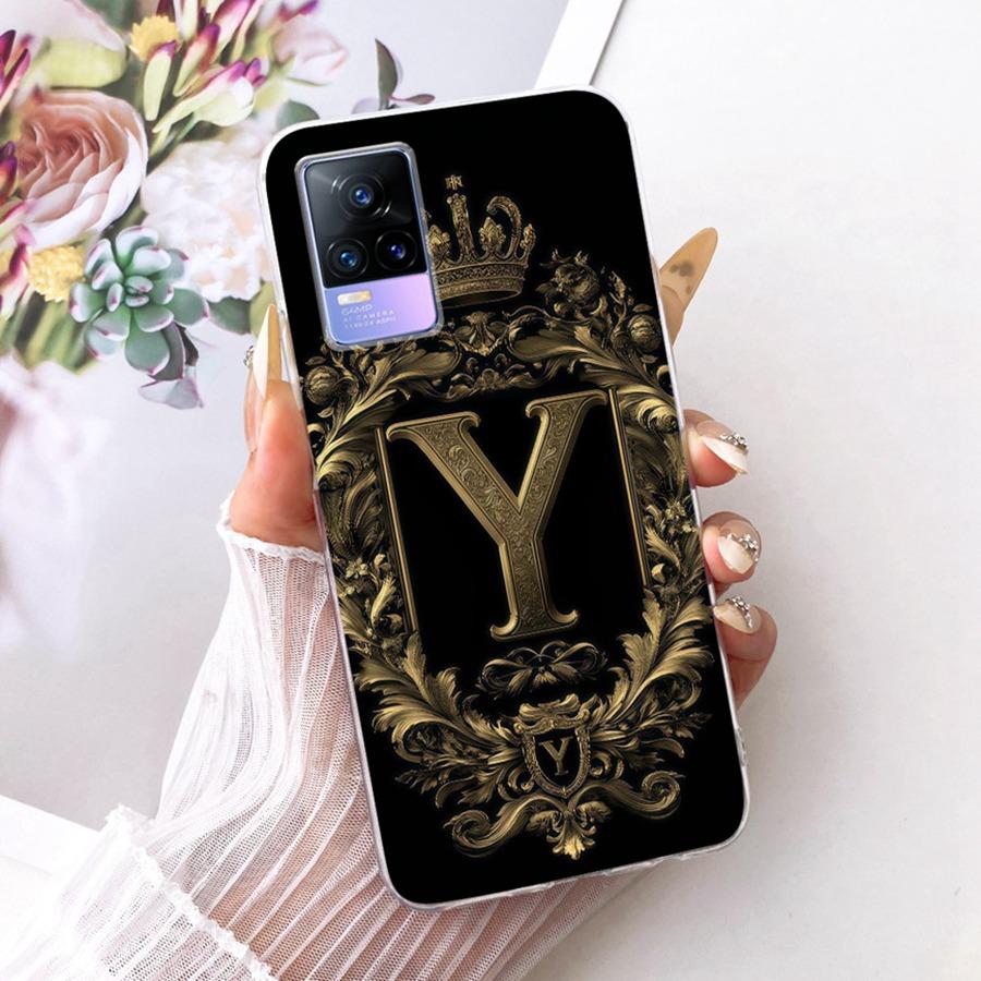 Для Vivo V21e V2061 Y73 2021 Чехол Буква Имени Силиконовый Защитный Мягкий Задний Чехол Для VivoV21e 5G Чехол V2055 Чехол для Телефона Funda