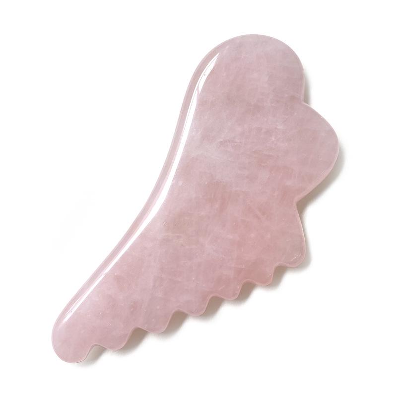 Набор Гуа Ша из розового кварца в форме сердца и роллер для лица из нефрита