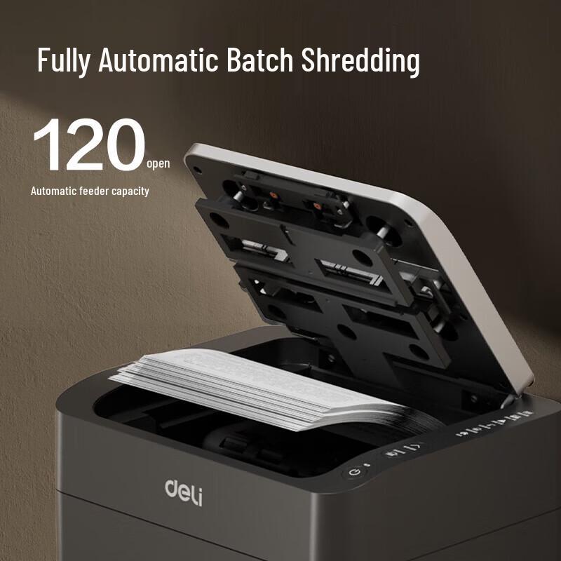 Deli 120-Sheet Auto-Feed Cross-Cut Paper Shredder CN plug (adapter included)