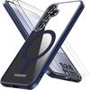 Protective Case - BOOLING - for Samsung Galaxy S24 Plus - Navy Blue - Shockproof - 2 Tempered Glass