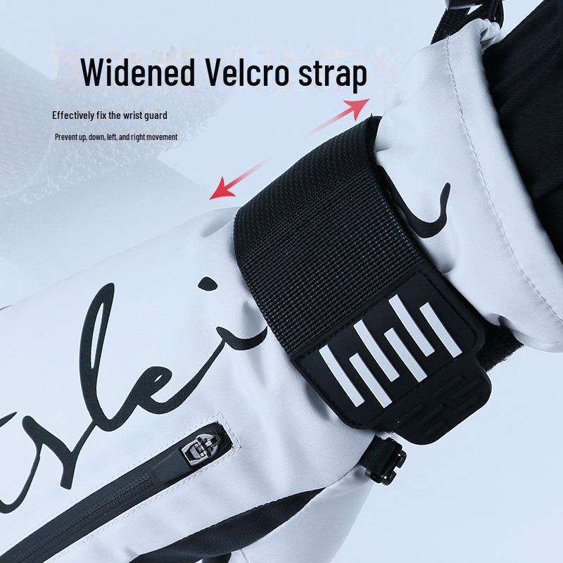 New 24/25 Ski Gloves: Built-in Wrist Guard, Thickened, Warm, Windproof, Waterproof, Wear-Resistant, Five-Finger Design
