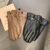 Leather Gloves for Women In Winter, Warm Plus Velvet and Thick Touch Screen, Five-finger Gloves for Riding Motorcycles In Winter with Touch Screen