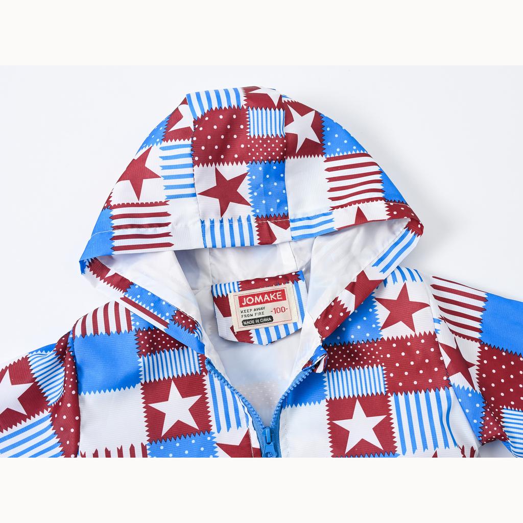 Легкая модная куртка для мальчиков и девочек, повседневная куртка с капюшоном и принтом от ветра для маленьких детей