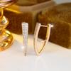 Unique Gold Color Geometric V Shaped Drop Earrings for Women Fashion Zircon Jewelry Gifts