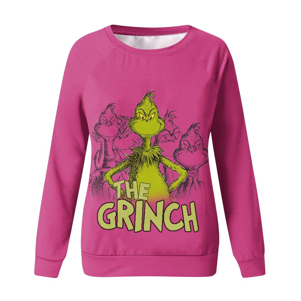 Женский повседневный модный рождественский принт с длинным рукавом, пуловер с Санта-Клаусом, повседневная толстовка