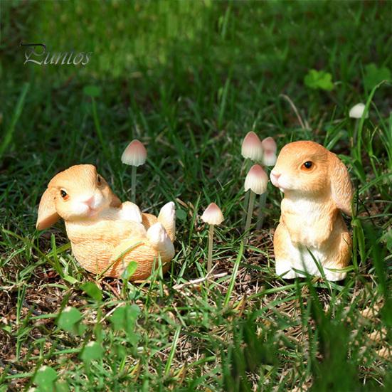 4 шт. Мини-статуэтки кроликов, миниатюрные фигурки кроликов из смолы, пасхальный декор, скульптуры кроликов для поделок своими руками, сад фей, весенний декор стола