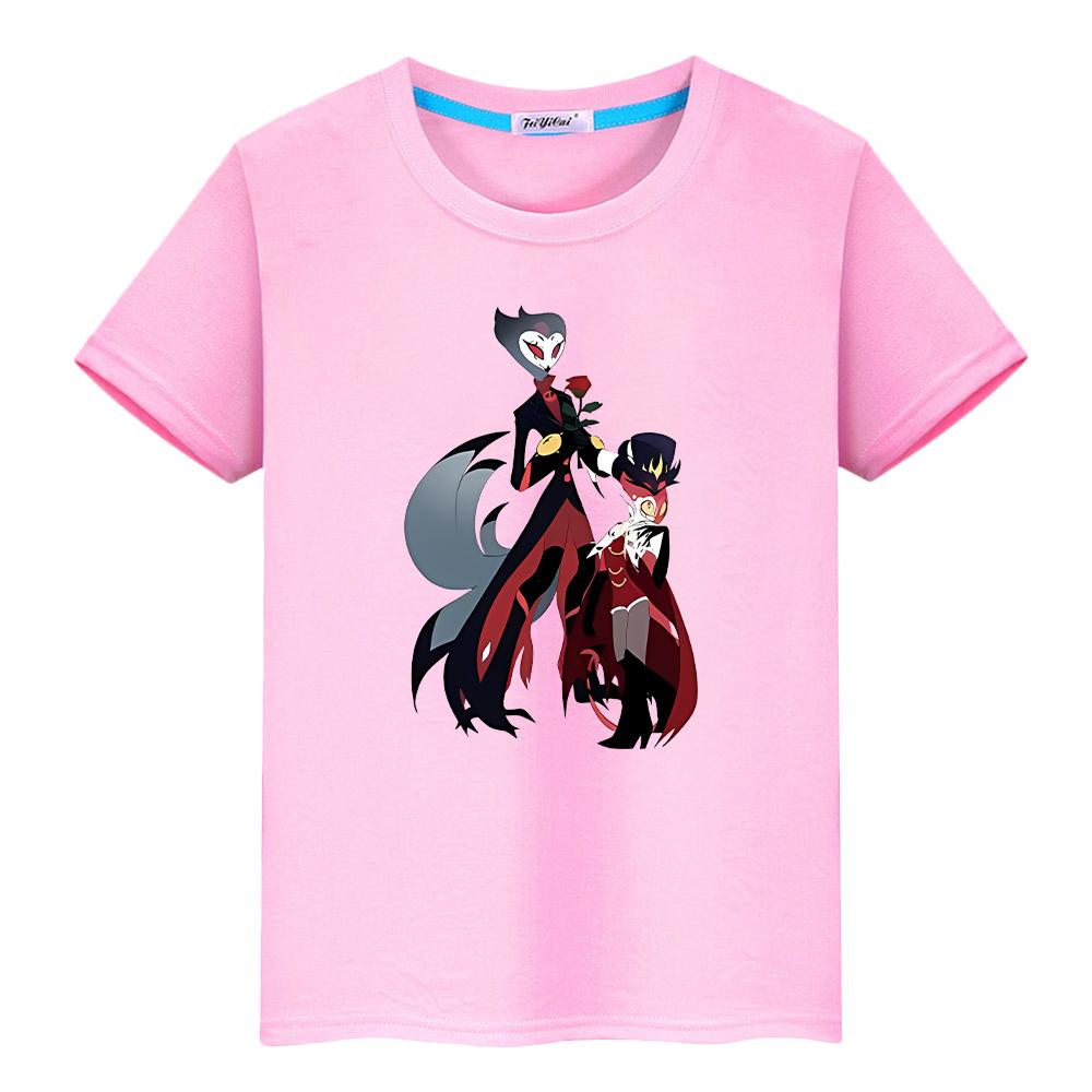 helluva boss Print Kawaii Cute Tees t shirt for kids boy10year 100%Cotton Short pride tshirt anime Tops Christma y2k girl clothe