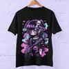 Summer Street Fashion Y2k Anime Dark Skeleton Girl Print Cyber Punk Style Personalized Versatile Cotton Short Sleeve