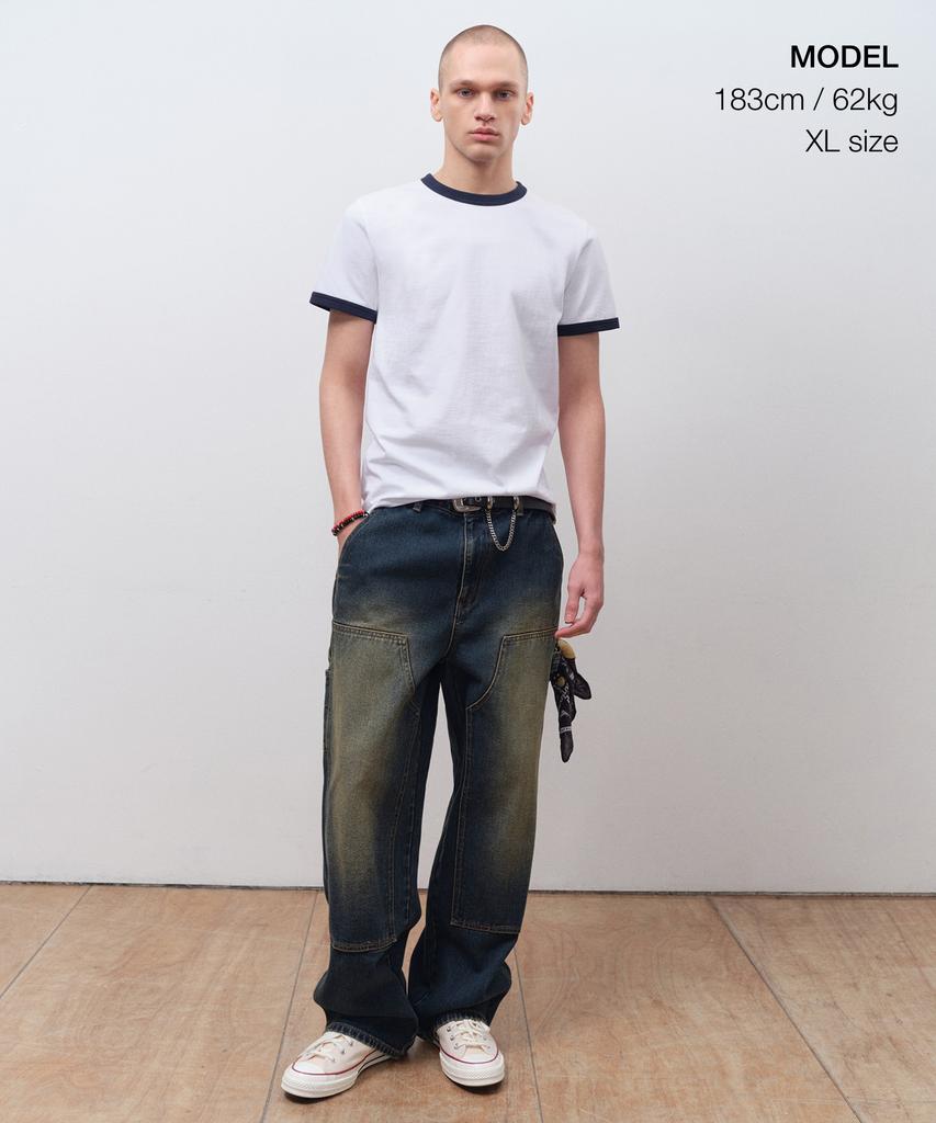 MUSINSA STANDARD Classic Ringer T-Shirt [White]