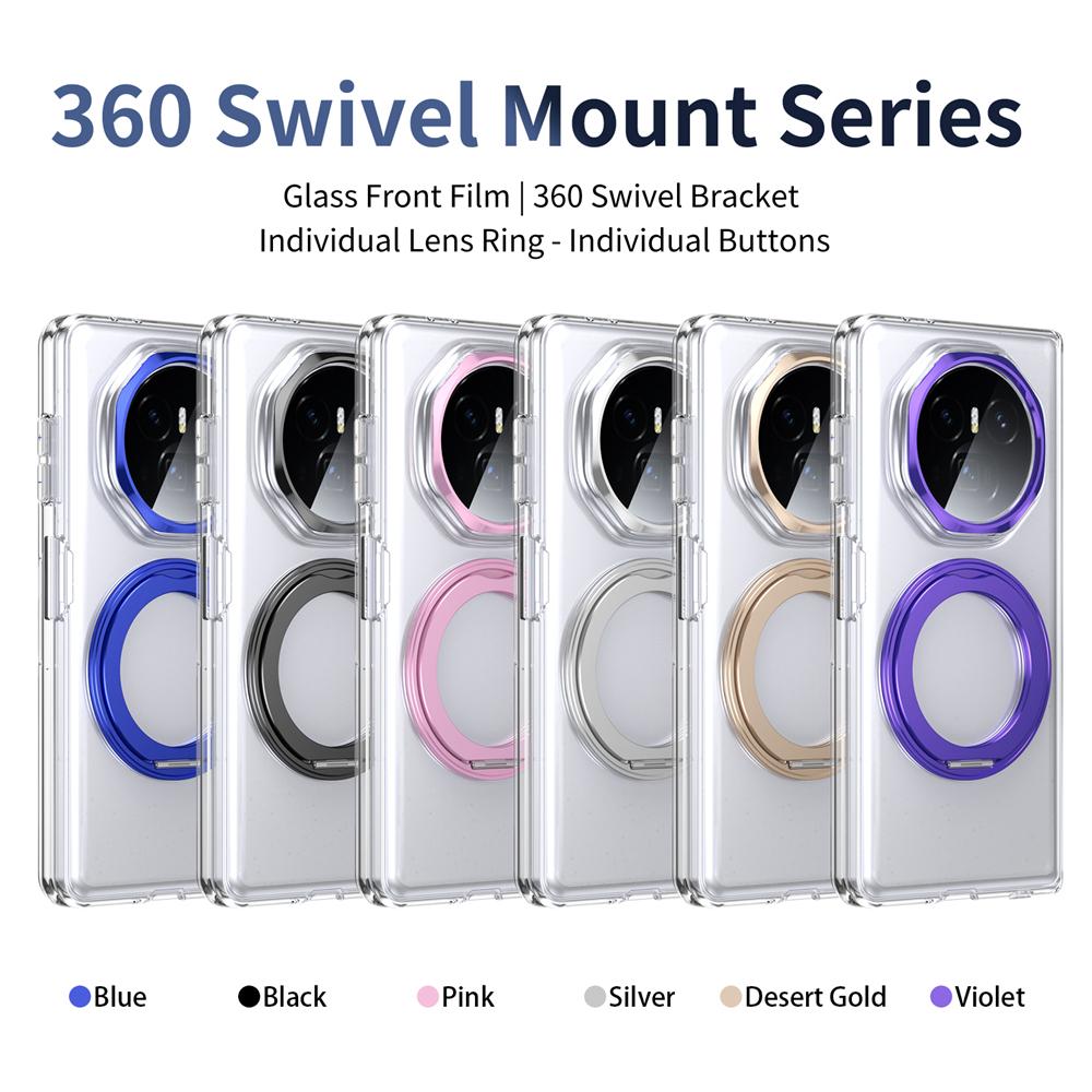 KEYSION Вращающийся на 360° магнитный чехол-подставка с кольцом для HONOR Magic V3, прозрачный жесткий чехол для ПК-телефона со стеклянным защитным экраном