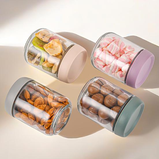 Yousheng 4Pcs/Set Airtight Overnight Oats Jars Glass Meal Prep Containers Stackable Mason Jars with Lids Leakproof Reusable Food Storage Jars