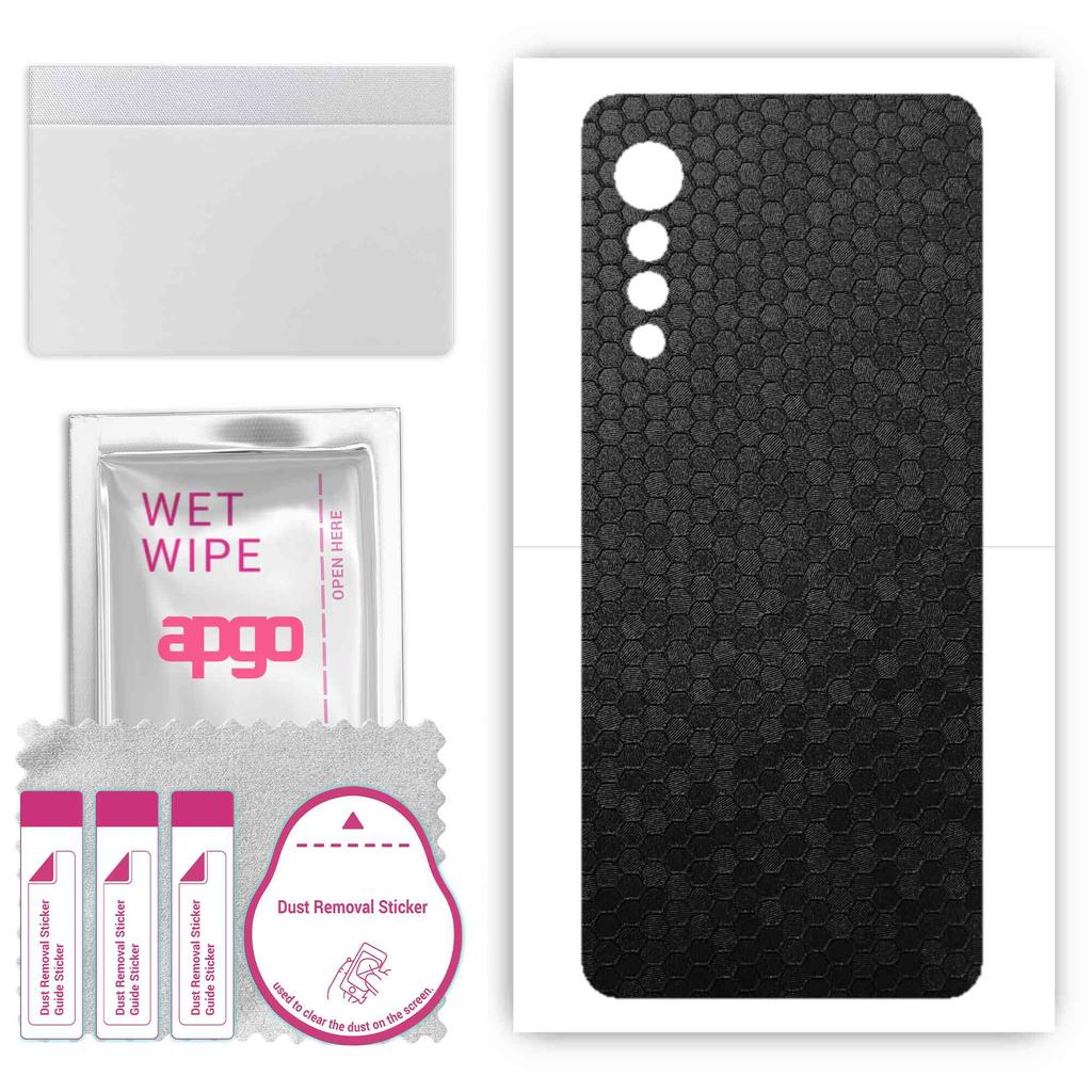 apgo Protective Skin Sticker for the Back Compatible with LG Velvet, Wrap Film, Foil, Vinyl - Pattern Black Honeycomb