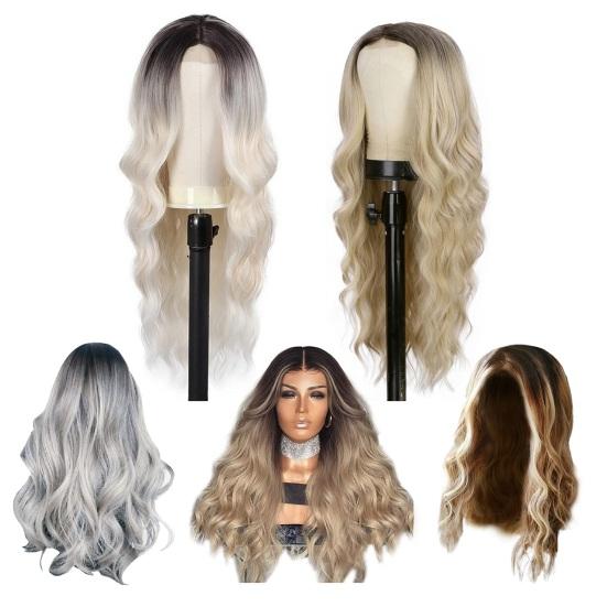 Women Wig High Temperature Wire Curly Long Wig Fashionable Natural Look Lady Gradient Hair Wig for Dress Up