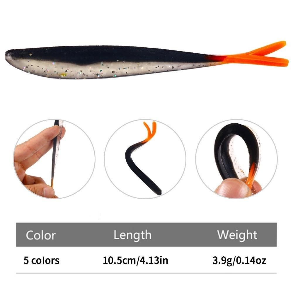 3.9g 10.5cm Artificial Bait Fork-Tail Bass Tackle Jigs Worms Minnow Worms  Fresh Fishing