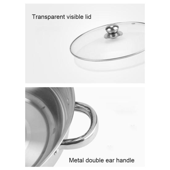 28cm 2-Layer Steamer Stainless Steel Kitchen Boiling Soup Steaming Pot with Lid