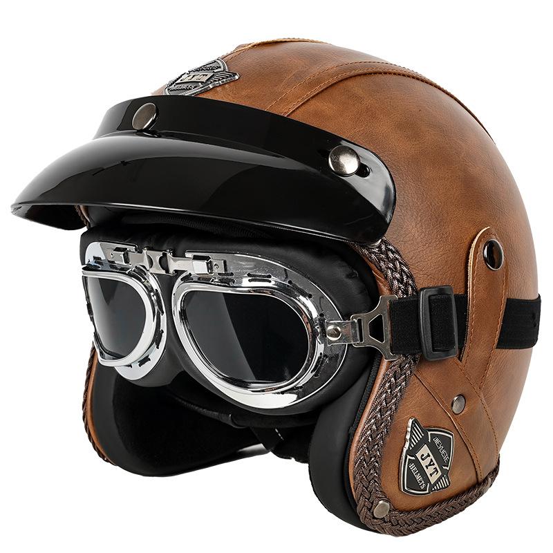 3C Certified Retro Harley Prince Cruising Motorcycle Helmet Leather Helmet For Men And Women All Season Motorcycle Electric Vehicle 3/4/5