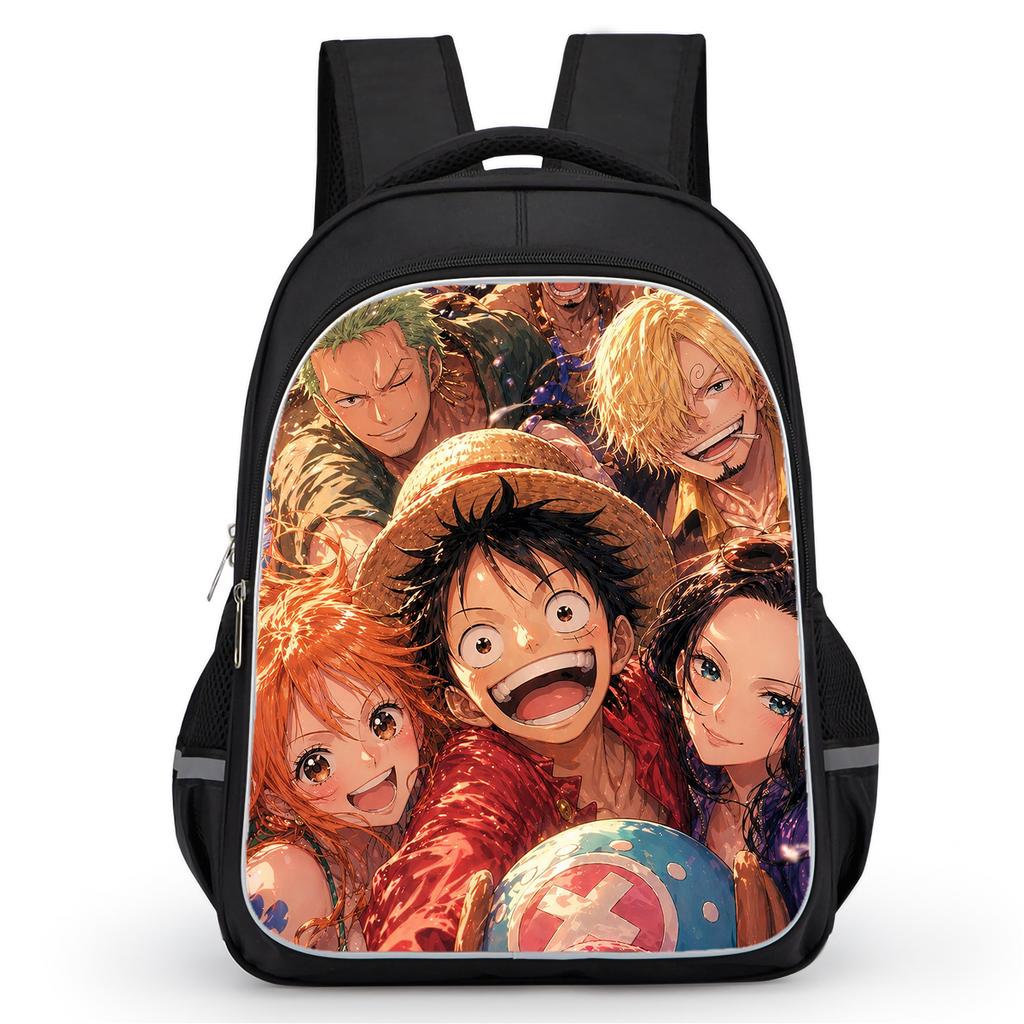 Черный Мультяшный Рюкзак One Piece 16 дюймов Mochila, Легкий Унисекс Школьный Рюкзак Дорожный Daypack для Мальчиков и Девочек Возраст 6-10 лет