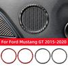 For Ford Mustang GT 2015-2021 Car Accessories Carbon Fiber Interior Auto Door O Speaker Decoration Frame Stickers Trim Cover