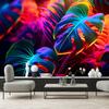 Wallpaper Monstera leaves in neon colors