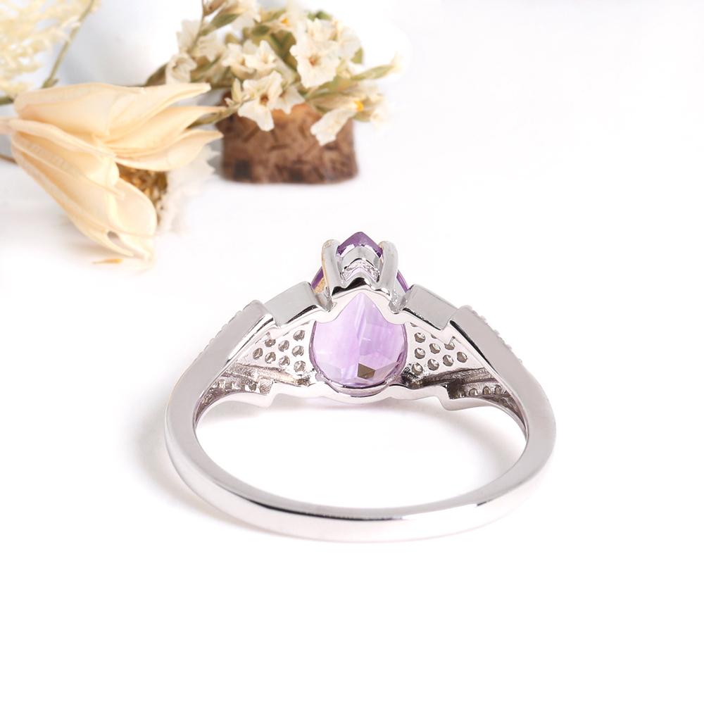 Великолепный февральский камень, натуральный аметист, комплект из серег и колец из серебра 925 пробы, легкие роскошные женские украшения