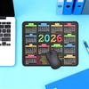 2026 Calendar Mouse Pad with Non-slip Rubber Base Stitched Edge Rectangle Waterproof Home Office Gaming Computer Laptop Mousepad Desk Mat