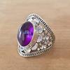 Vintage Amethyst Flower Ring In Antique Silver for Men and Women