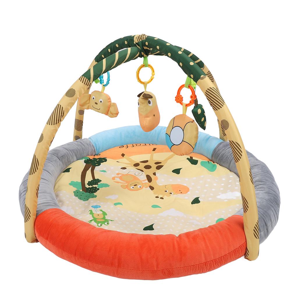 Плюшевый детский гимнастический коврик с мягким хлопковым наполнителем, дышащий, круглой формы, с приподнятым краем, коврик для занятий на животе