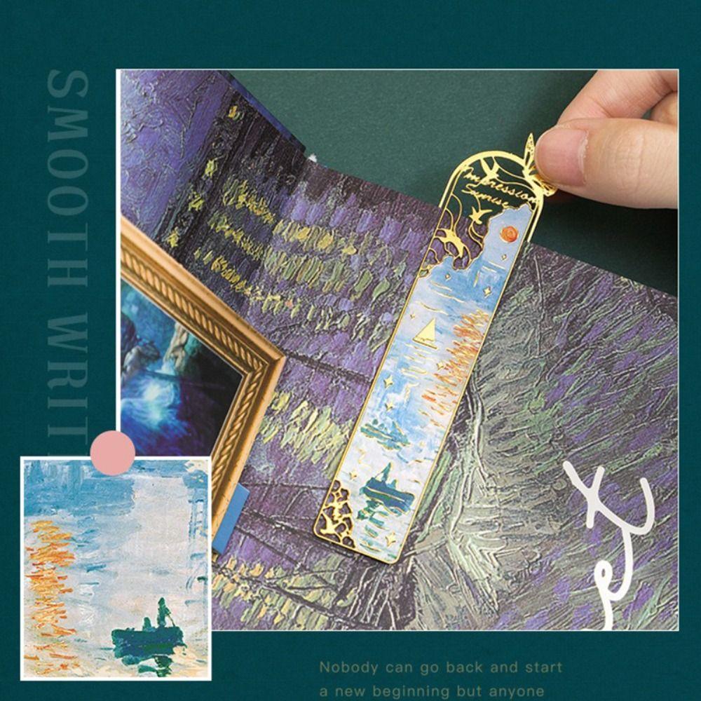 Oil Painting Metal Bookmark Hollow Book Page Marker Multifunctional Pagination Mark  Gifts