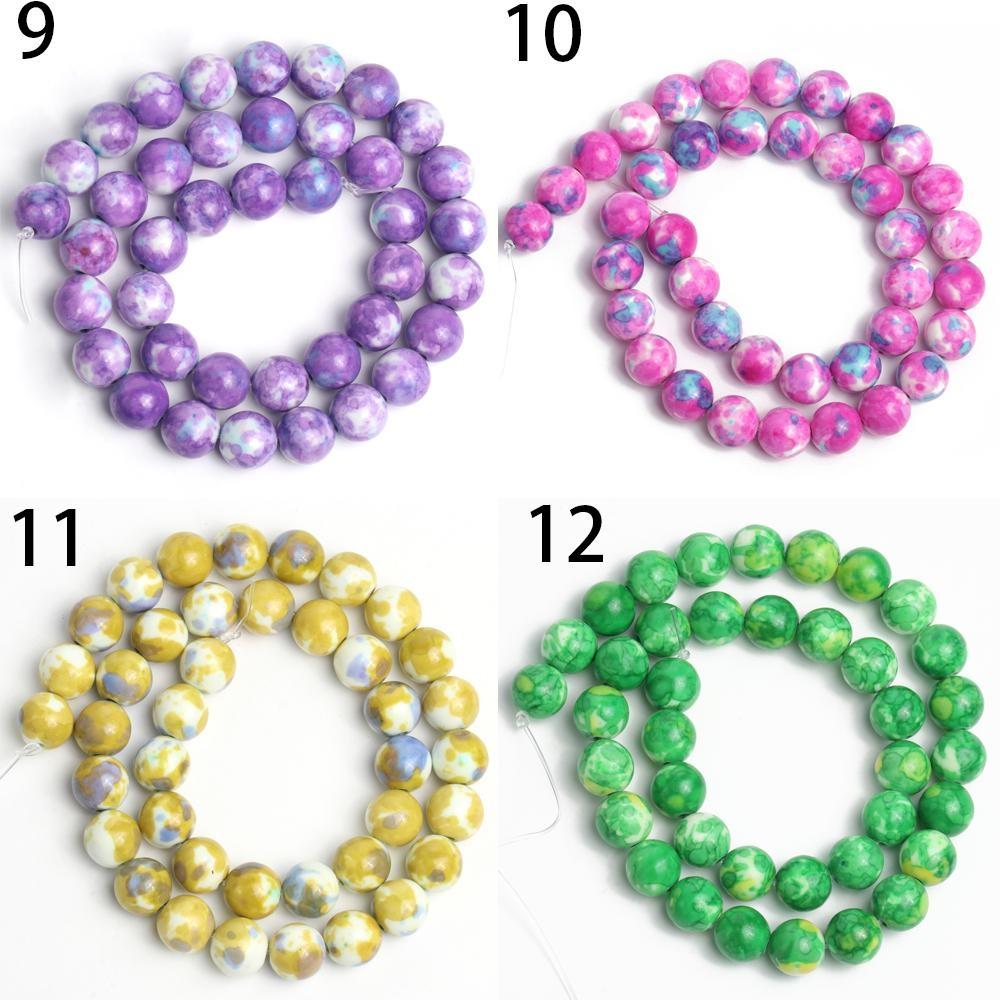 1 нить/пакет 6/8/10 мм натуральный дождь цветок яшма каменная бусина разноцветные круглые свободные бусины для ювелирных изделий DIY серьги изготовление браслетов аксессуары