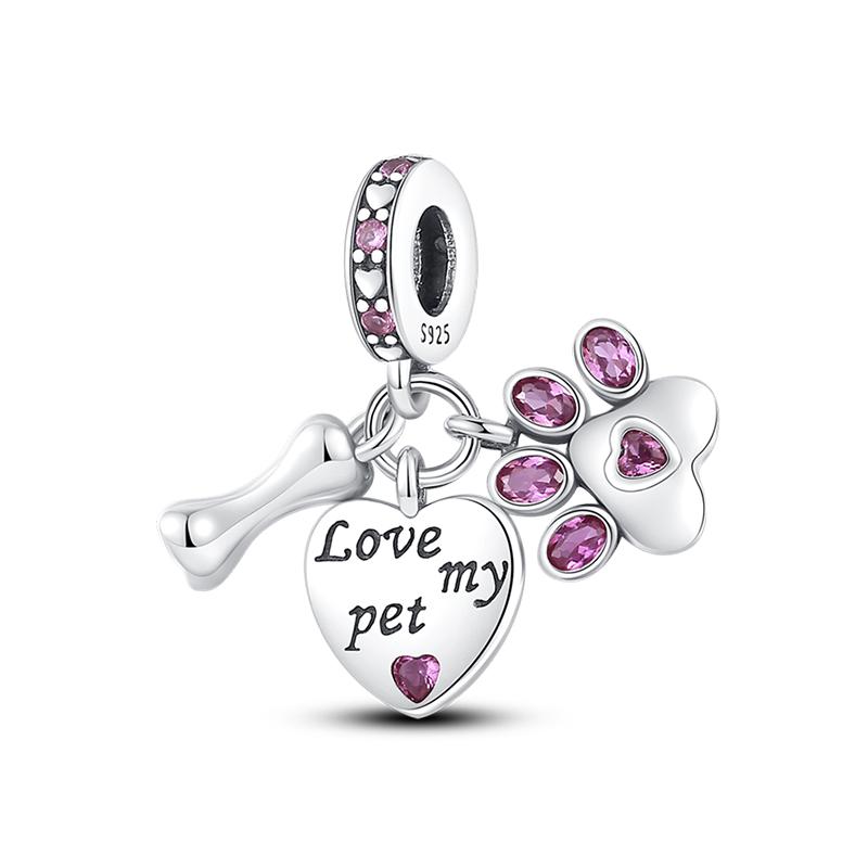 925 Серебряный цвет Кот Медведь Слон Кролик Милые розовые животные Подвески Бусины Подходит 925 Оригинальные Браслеты Изящные DIY Ювелирные Изделия Подарки